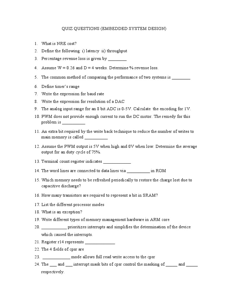 ESD Quiz PDF Arm Architecture Instruction Set
