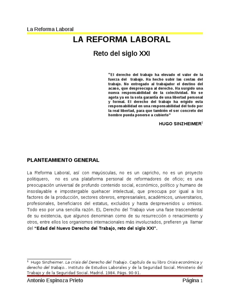 Desafíos de la Reforma Laboral Actual | PDF