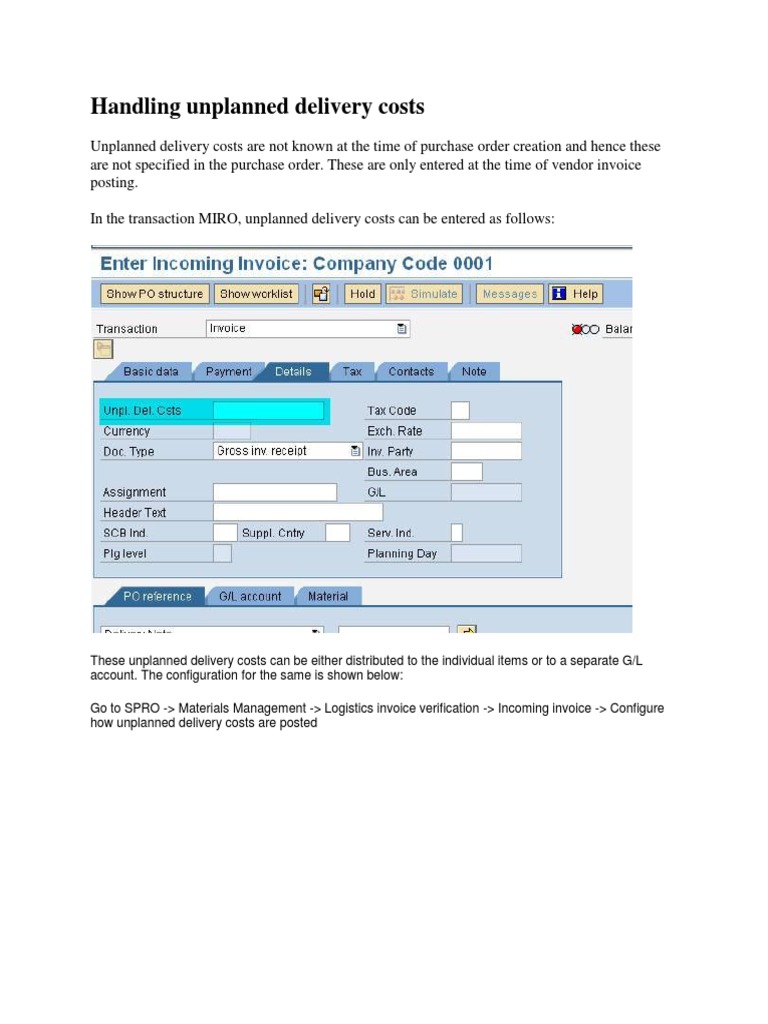 Handling Unplanned Delivery Costs