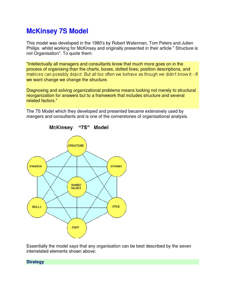 McKinsey 7S Model | PDF | Profit (Economics) | Competition