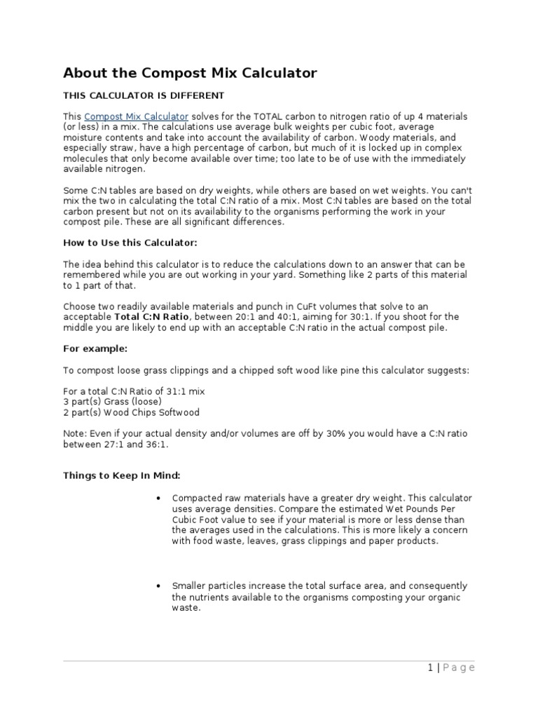 About The Compost Mix Calculator | PDF | Compost | Heat Transfer