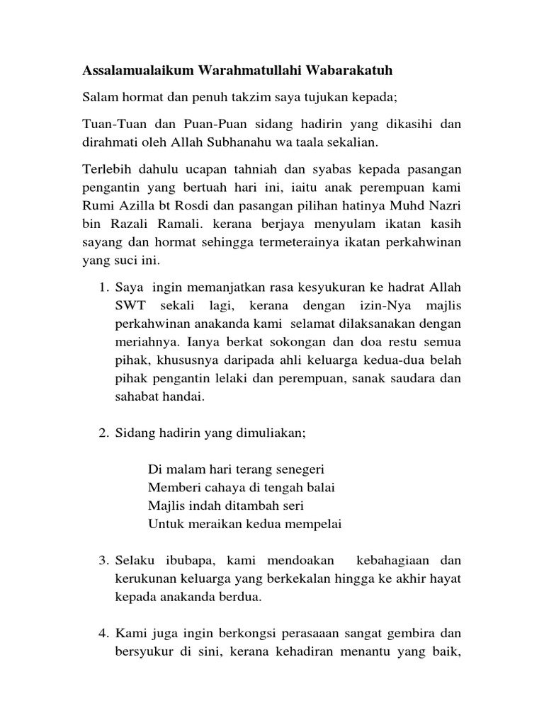 Ucapan Majlis Kahwin Pdf