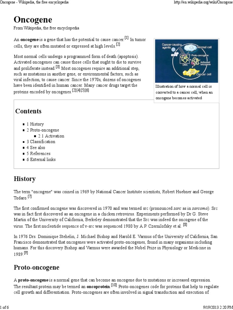 Oncogene - Wikipedia, The Free Encyclopedia | PDF