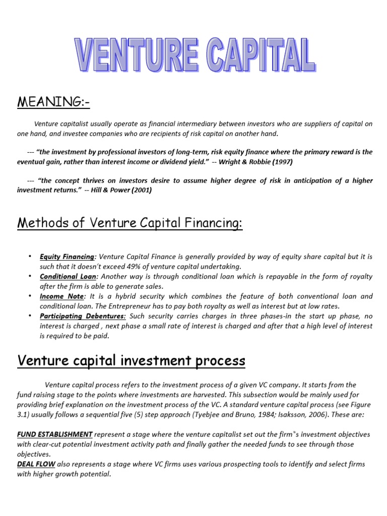 What is Venture Capital? Definition and Meaning - Market Business News