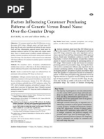 Factors Inf Luencing Consumer Purchasing Patterns of Generic Versus Brand Name Over-the-Counter Drugs