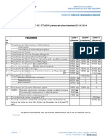 Taxe de Studiu Pentru Anul Universitar 2013-2014.