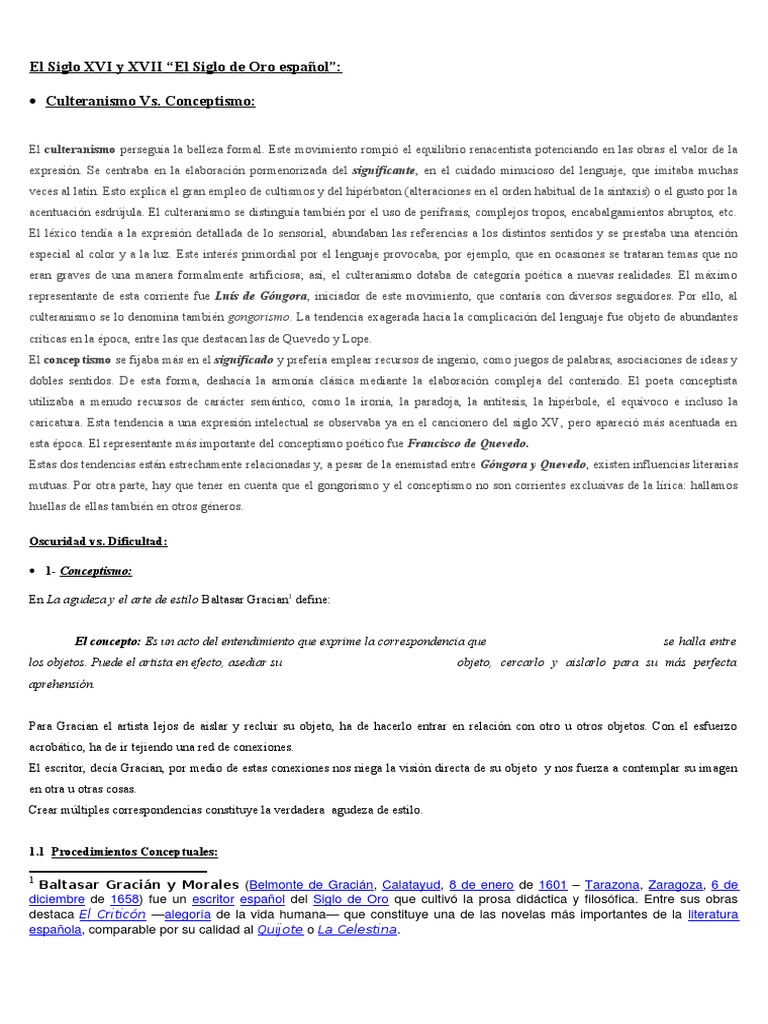 Culteranismo Vs Conceptismo Pdf Alegoría Idiomas