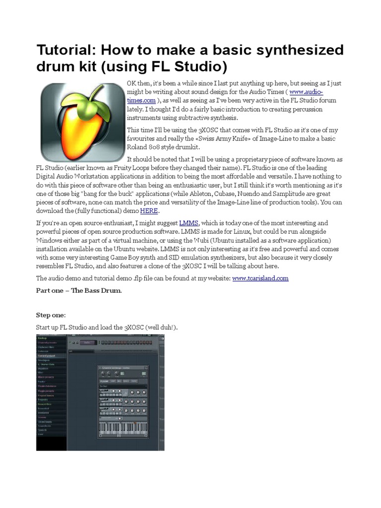 Create a Basic Drum Kit in FL Studio | PDF | Synthesizer | Drum Kit