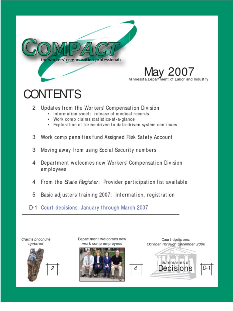 Department of Labor 0507c Workers' Compensation Employment