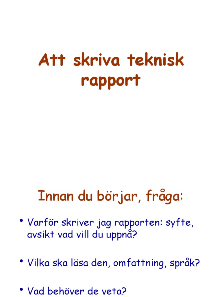 Att Skriva Rapport Kopia | PDF