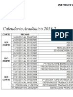 Calendario Academico 2013-2. Area de Tesis