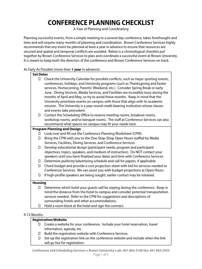 Brown University Conference Planning Guide | PDF | Brown University ...
