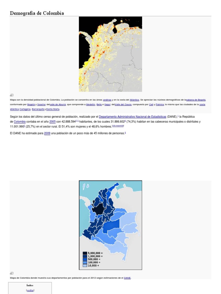 Generalidades sobre la demografía de Colombia_Wilkipedia Colombia
