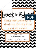 Forms and Procedures Check List For The First Week of School