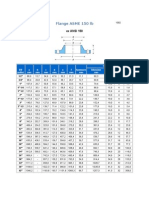ASME 150 lb flange dimensions comparison table