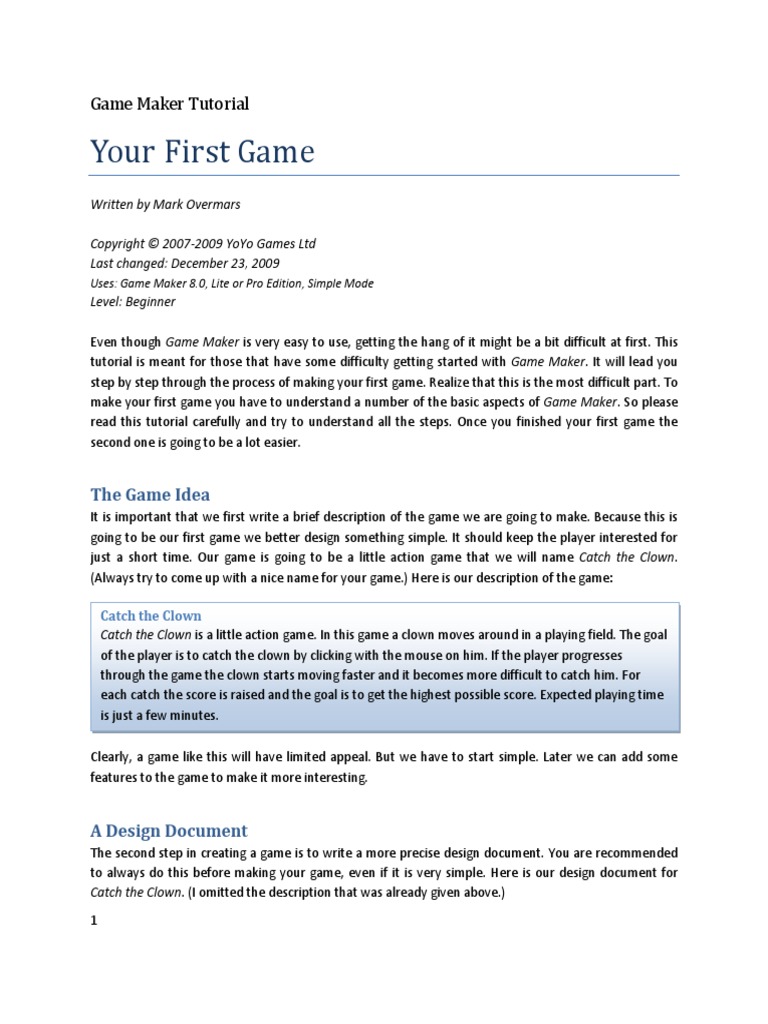 GM Tutorial - First Game | PDF | Point And Click | Icon (Computing)