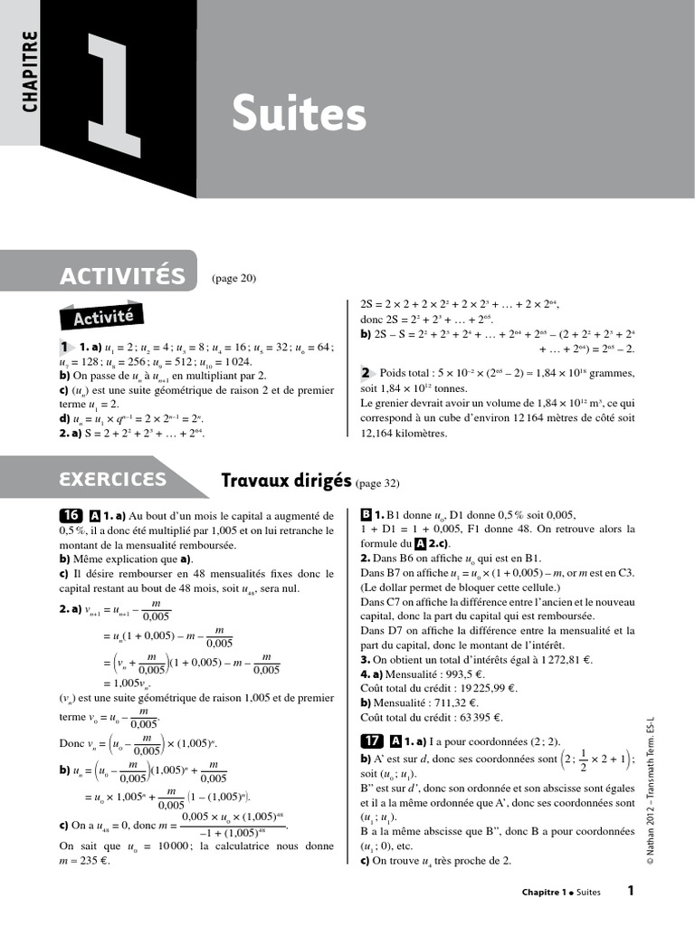 Correction Livre De Math 3eme Transmath Transmath Chapitre 1 | PDF | Économie (Général) | La nature