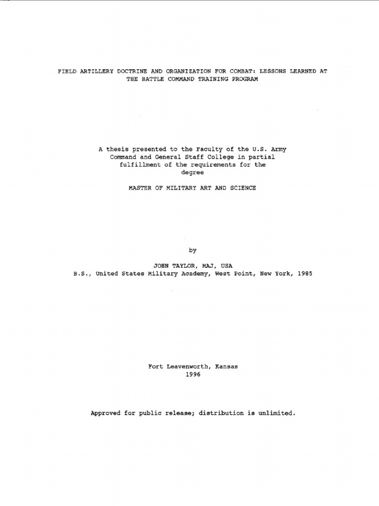 FA Doctrine and Organization PDF Field Artillery Artillery