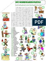 Jobs Occupations Professions Wordsearch Puzzle Vocabulary Worksheet