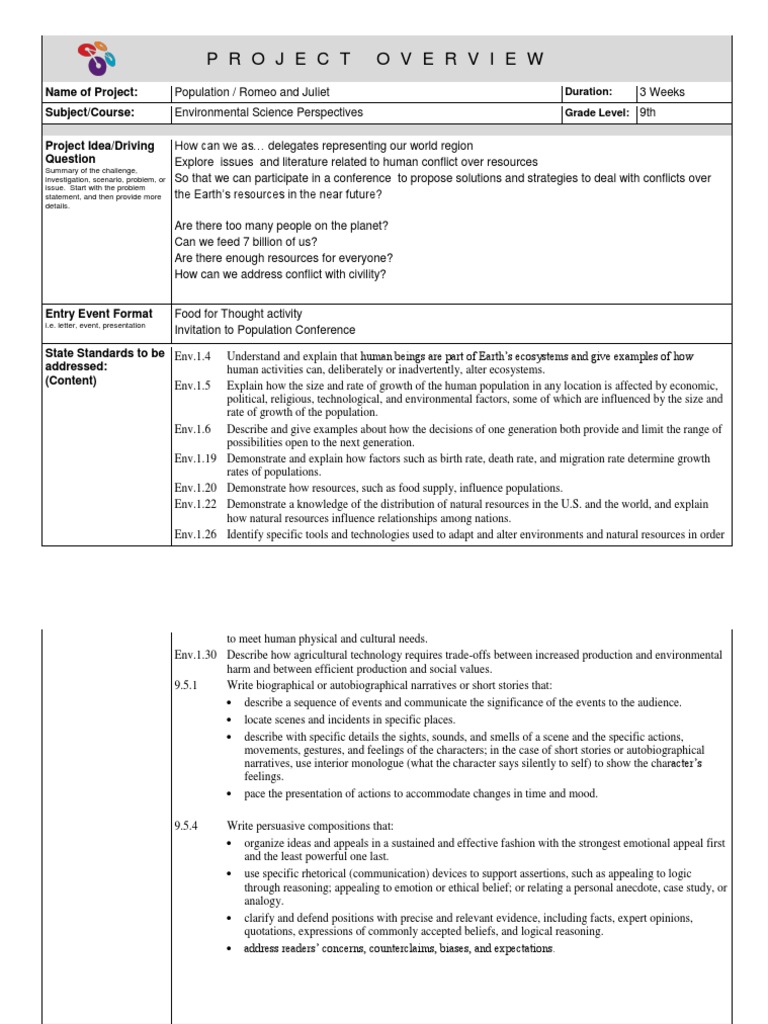 Population Project Planning Form | PDF | Emotions | Project Based Learning