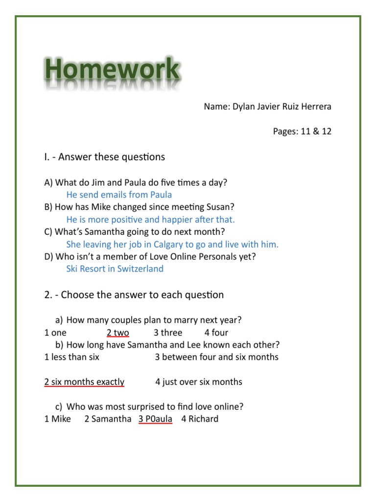 Homework Questions and Answers Guide | PDF