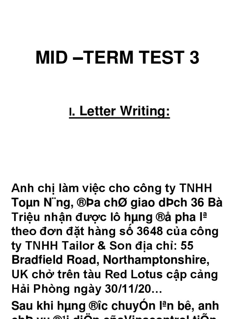 MID - TERM TEST 3 Exercise | PDF