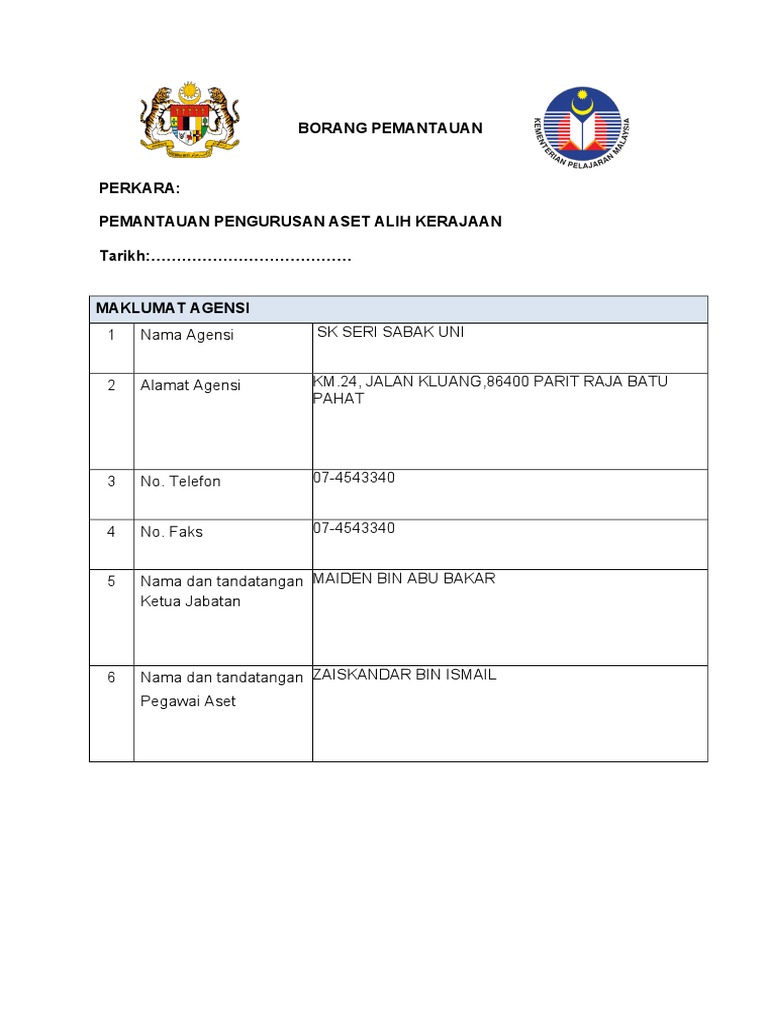 Senarai Semak Pemantauan Aset Alih Pdf