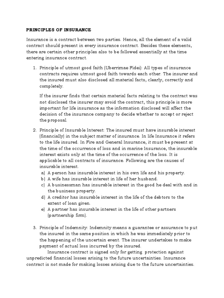 Key Principles of Insurance Contracts | PDF | Subrogation | Insurance