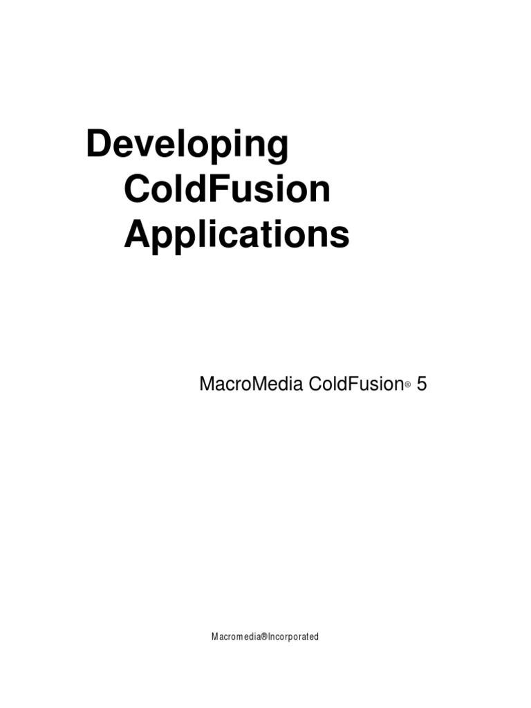 Developing Cold Fusion Applications PDF