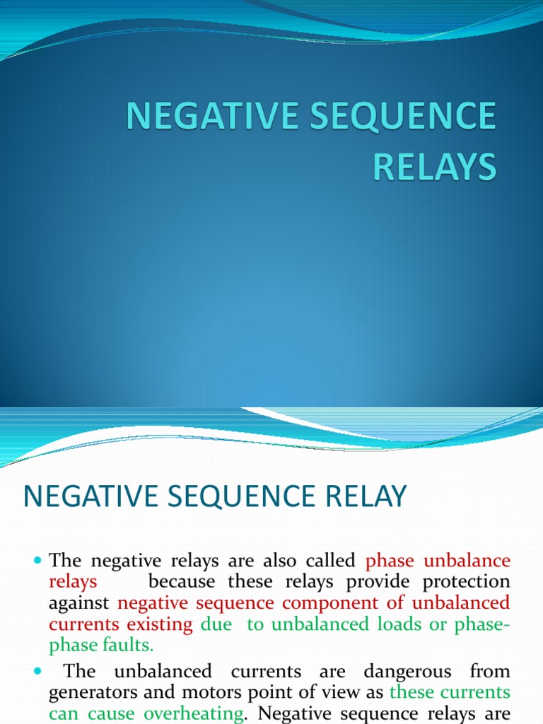 Negative Sequence Relays PDF Electrical Impedance Relay