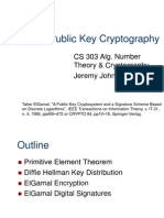 Elgamal Public Key Cryptography: Cs 303 Alg. Number Theory & Cryptography Jeremy Johnson