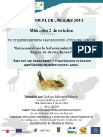 Día Mundial de Las Aves 2013 Miércoles 2 de Octubre: No Te Puedes Perder La Charla Sobre El LIFE09/NAT/000516