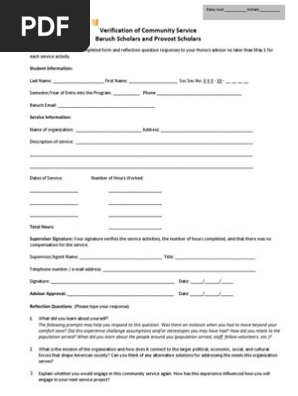 Community Service Form