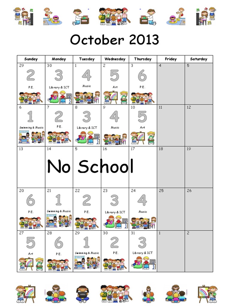 October 2013 School Schedule | PDF