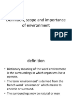 Definition, Scope and Importance of Environment