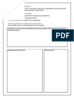 Appendix I - Planning Sheet