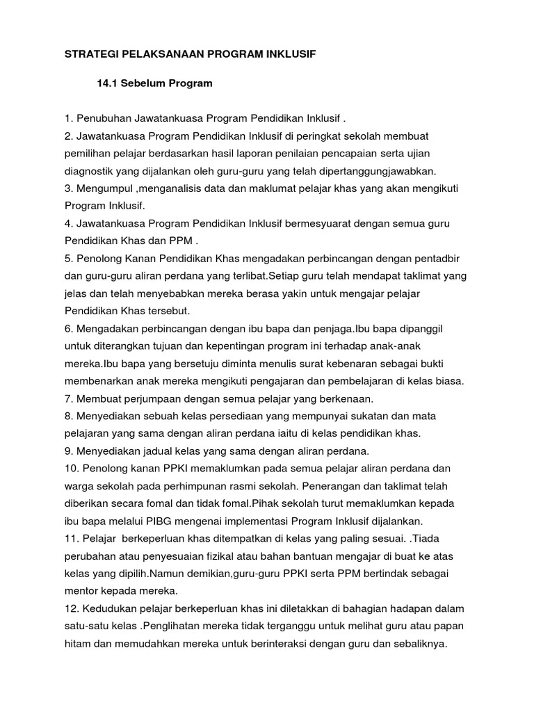 Strategi Pelaksanaan Program Inklusif | PDF