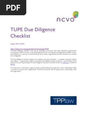 TUPE Due Diligence Checklist