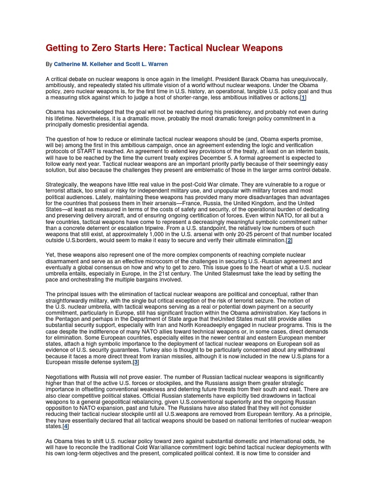 Getting To Zero Starts Here Tactical Nuclear Weapons | PDF | Nuclear ...