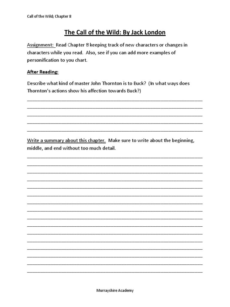 The Call Of The Wild Guide Chapter 8