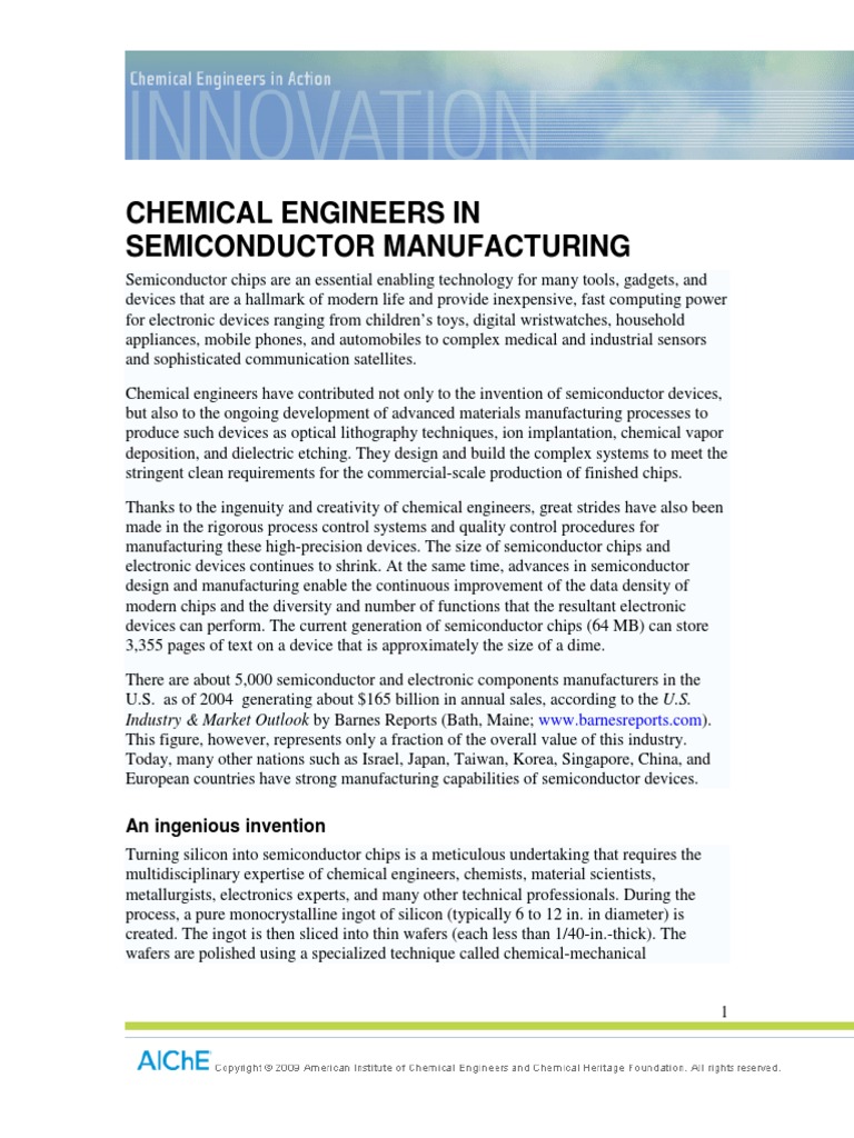 Chemical Engineers in Semiconductor Manufacturing | PDF | Semiconductor ...