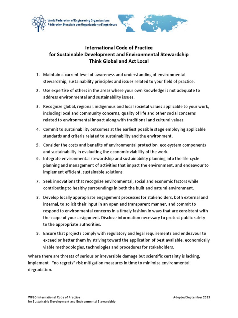 International Code of Practice For Sustainable Development and ...