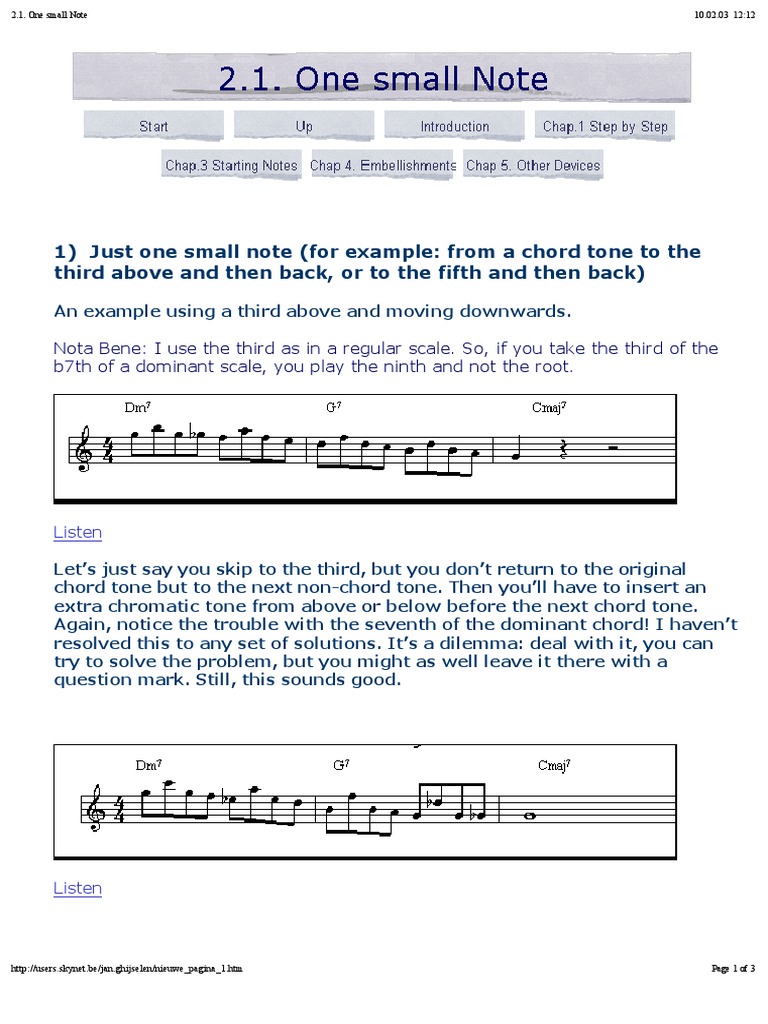1) Just One Small Note (For Example: From A Chord Tone To The Third ...