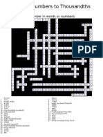 Ordinal Numbers To Thousandths Crossword Answer Key