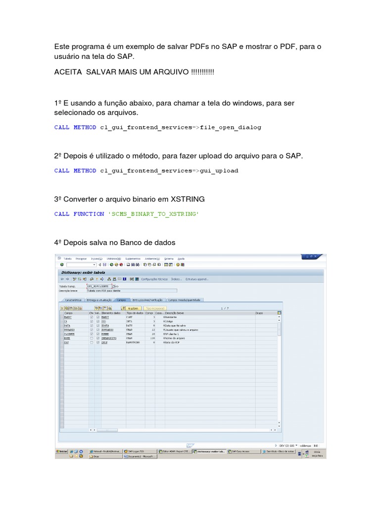 Salvando e Exibindo PDFs no SAP | PDF | Computadores | Tecnologia e ...