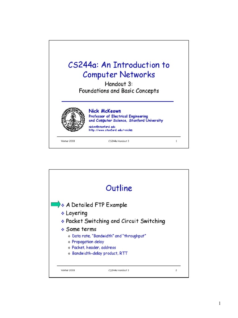 CS244a: An Introduction To Computer Networks: Handout 3: Foundations ...