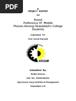 Download a project report on Brand Preference of mobile phones among ghaziabad students Bulbul by Bulbul Sharma SN17210522 doc pdf