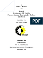 A Project Report On Brand Preference of Mobile Phones Among Ghaziabad Students: Bulbul