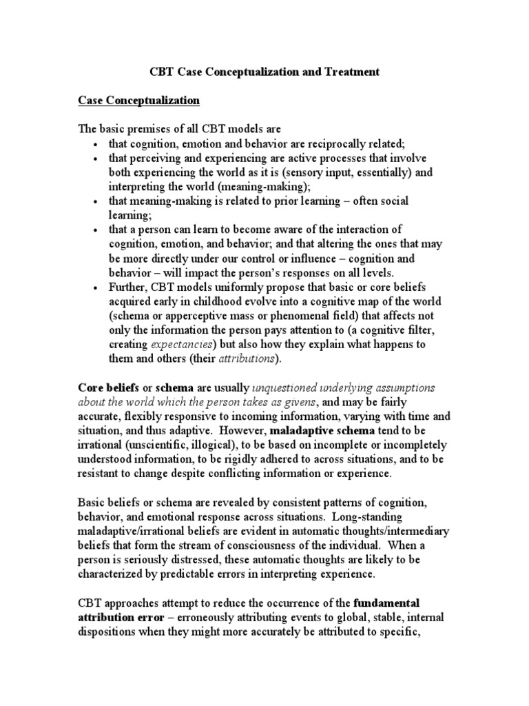 Case Conceptualization in CBT Rational Emotive Behavior Therapy