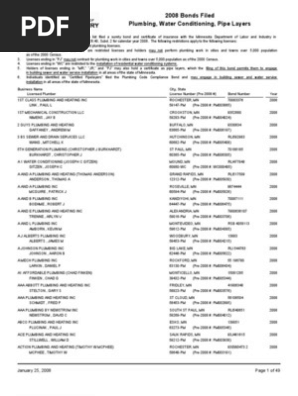 Department Of Labor Pe Bondsfiled08 Plumbing Surety Bond